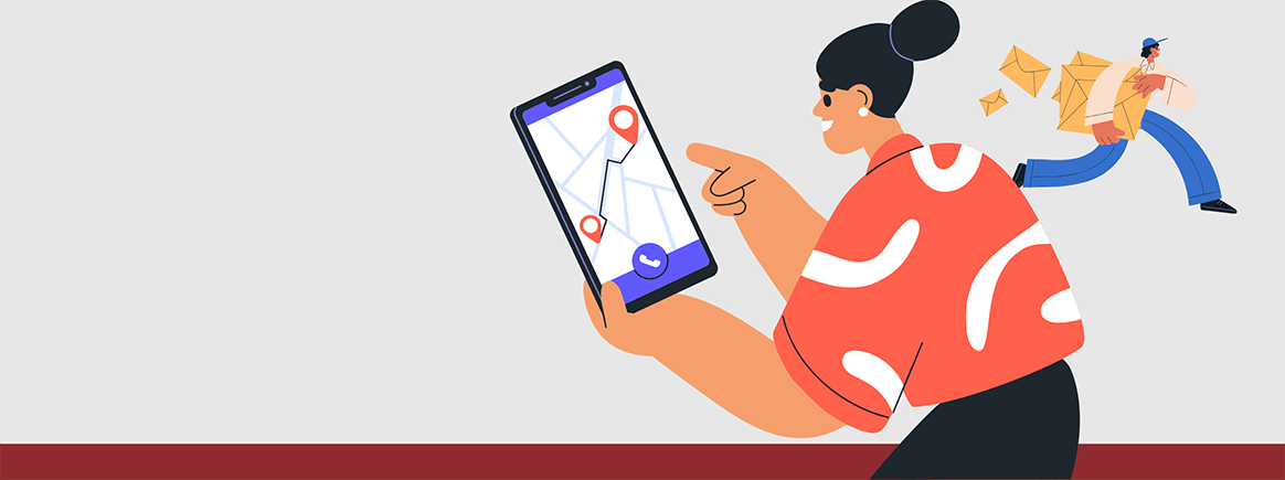 Illustration of someone tracking a package sent via registered mail